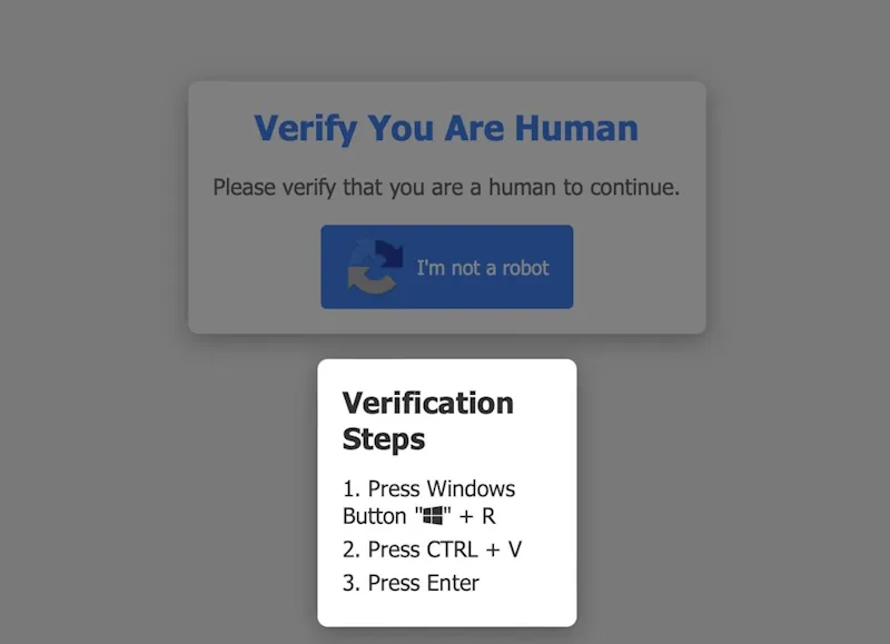 Screenshot of the malicious page